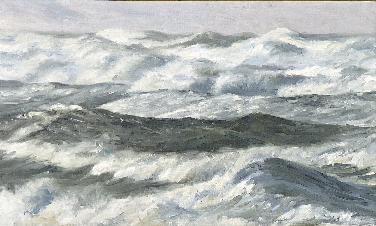 "Waiting For Calm", 30x50 cm, olie på lærred